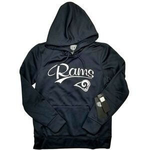 Los Angeles Rams NFL Women's Black Poly Fleece Hoodie Pullover NWT Small OTS